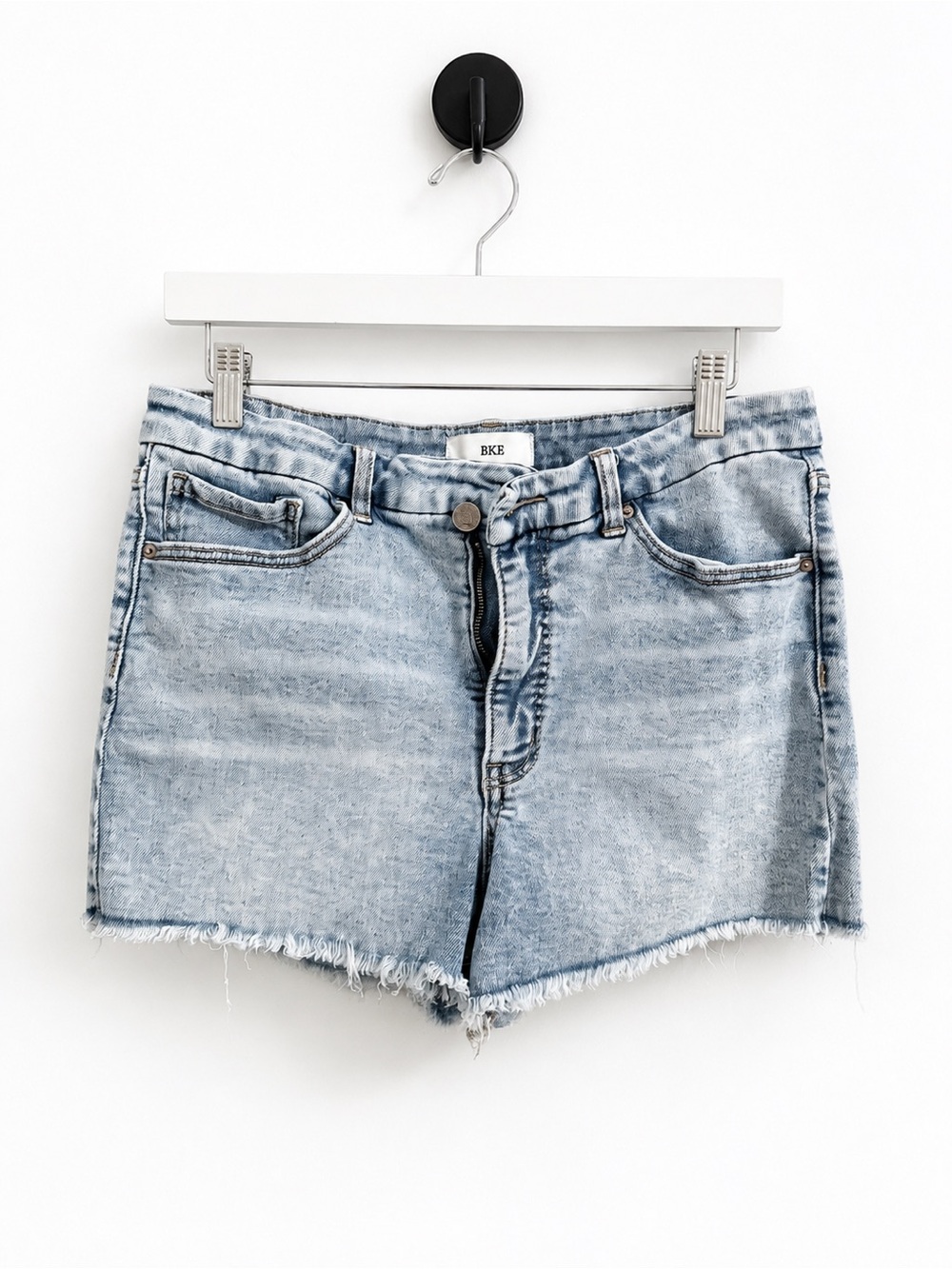 BKE Billie Size 32 Light Wash High Rise Denim Cutoff Shorts Raw Frayed Hem